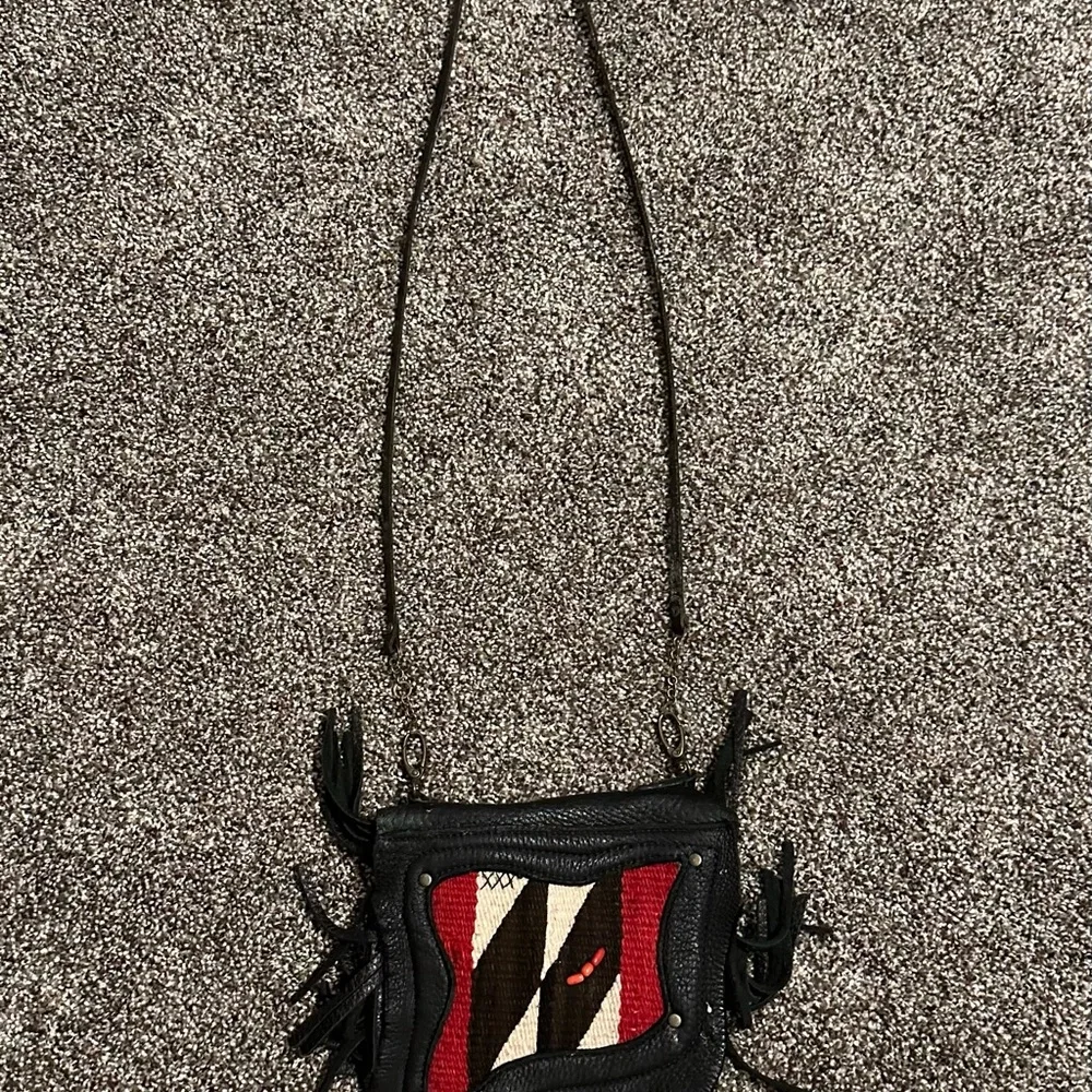 Vintage Handcrafted Artisan signed Elk Skin & Navajo Rug Purse/Belt Bag - Picture 2 of 4